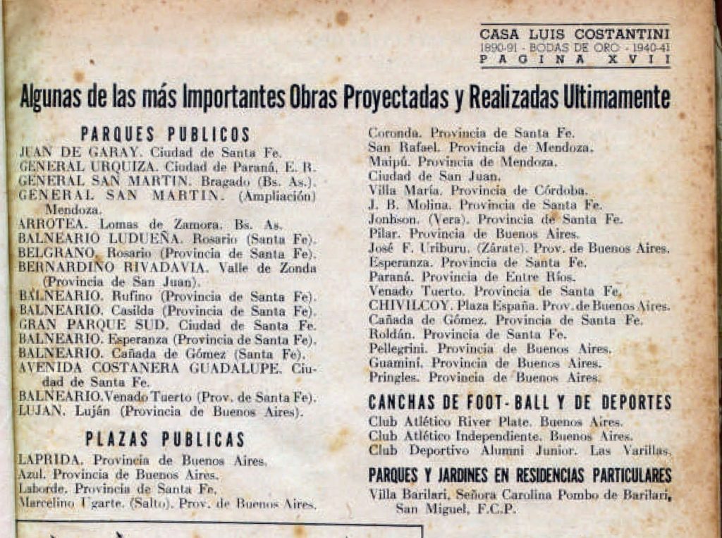 Los proyectos de Costantini en el libro del cincuentenario: ni una sola mención a Francisco Salamone. 