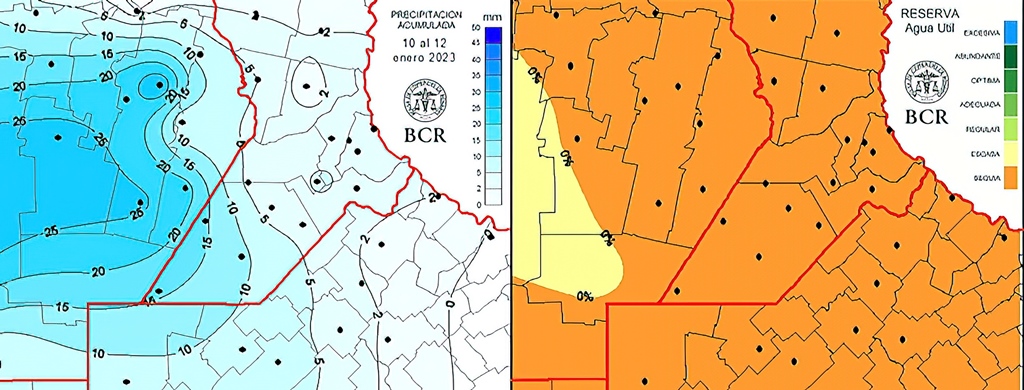 La escasa lluvia de los últimos días y el agua acumulada en el suelo, con un nivel alarmante. (BCR)