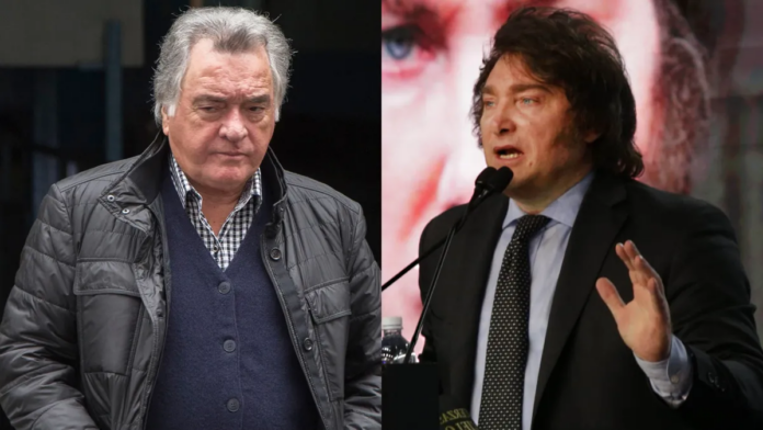 El dirigente sindical Luis Barrionuevo y el candidato a presidente por LLA, Javier Milei.