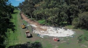 Comenzaron los trabajos de impermeabilización para el lago del Parque de la Estación