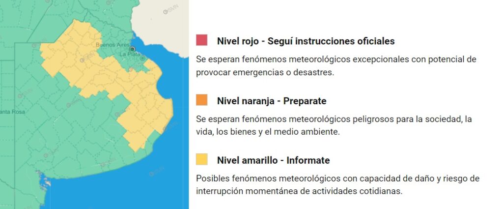 La zona en alerta amarilla. (SMN)