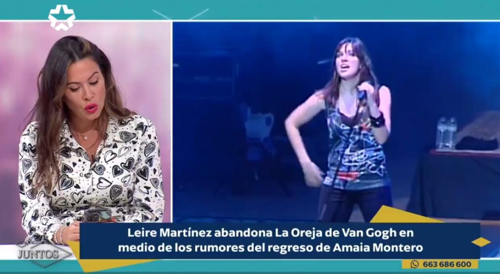Mar Montoro lee el mensaje de Leire Martínez en el programa Juntos. (Telemadrid)